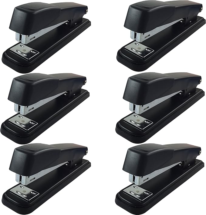 Clipco Stapler with 2000 Staples Full Desk Size Black (Pack of 6)