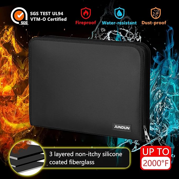 Accordion File Organizer - 12 Pocket Expanding File Folder with Zipper & Labels - Fireproof File Folder Organizer with Multi-Pockets,Document Organizer for Letter A4 Files and More