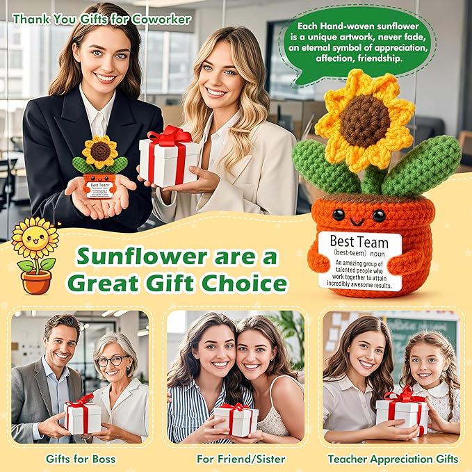 Sensi Blue Cute Sunflower Keepsake, Team Gifts for Employees, Inspirational Recognition Present for Coworkers, Employee Appreciation Award, Best Team Ever Office Decor