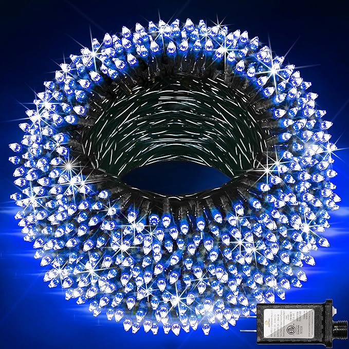 1500 LED Christmas Lights Outdoor with 12 Modes, 470FT Green Wire Christmas String Fairy Lights with Timer & Dimmable, Waterproof Twinkle Tree Lights for House Patio Party Wedding Xmas Decor, Blue