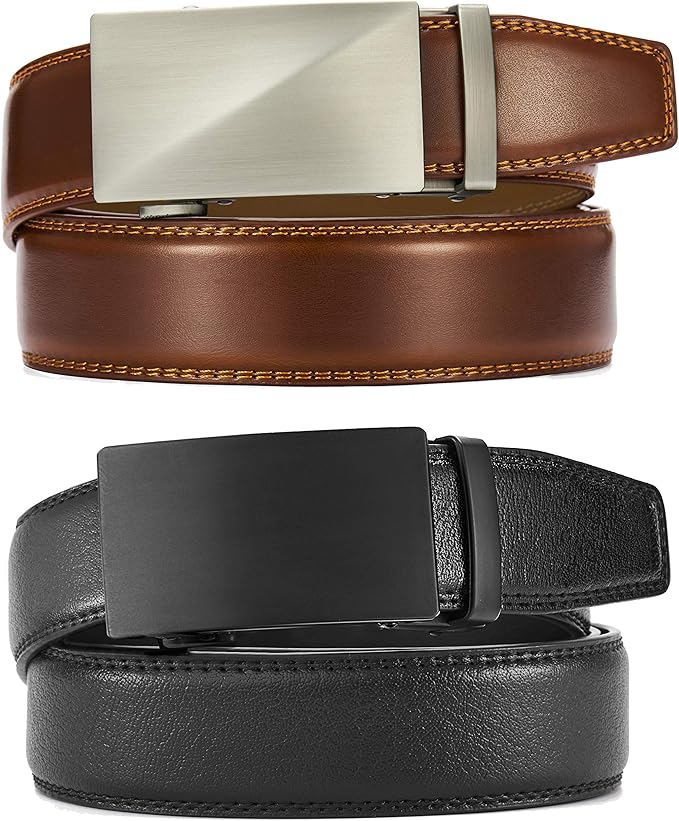 CHAOREN Leather Ratchet Belt Men 2 Pack - Customizable Fit, Effortless Style (35mm)