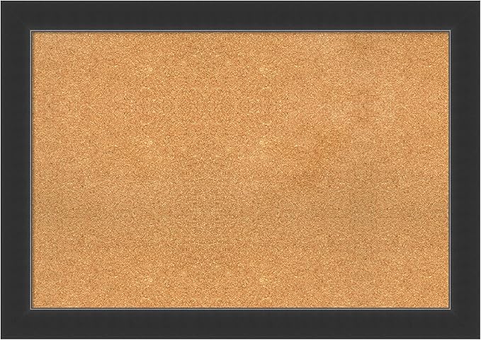 Amanti Art Natural Cork Board for Wall, 29x41 Vision Board with Black Wood Frame, Large Corkboard Office Decor for Home Organization, Modern Contemporary Corkboard Pinboard to display items for home