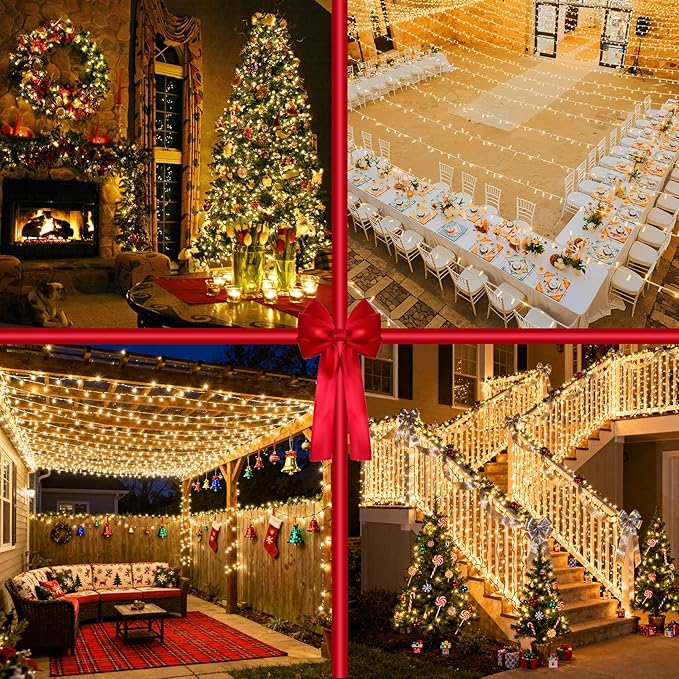 1500 LED 470FT Christmas Lights Outdoor, Christmas String Fairy Lights with Timer & Memory, Waterproof 12 Modes Dimmable Twinkle Tree Lights for Home Patio Wedding Party Yard Xmas Decor, Warm White
