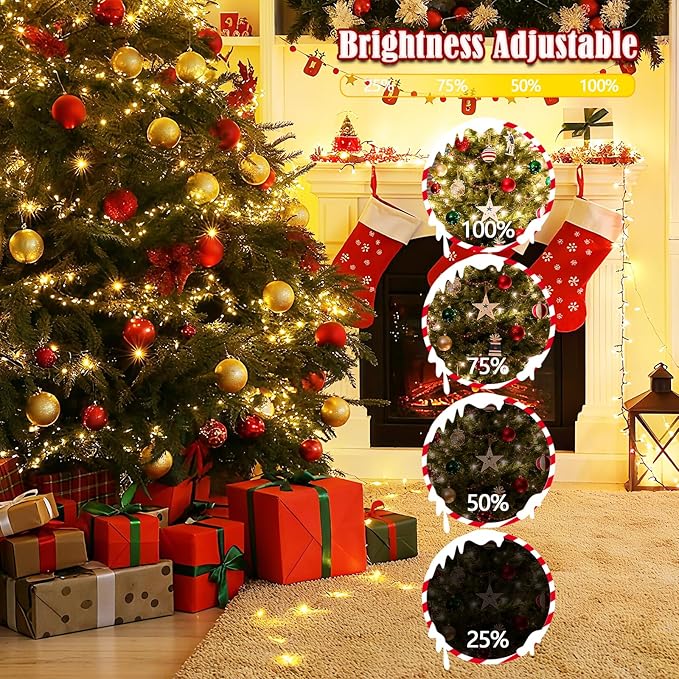2025 New Voice Control 88ft 240LED Smart Christmas String Lights Outdoor/Indoor | String Lights with Remote, 12Modes, 7Voice Commands & Timers, Christmas Twinkle Light for Xmas Tree Decor (Warm White)