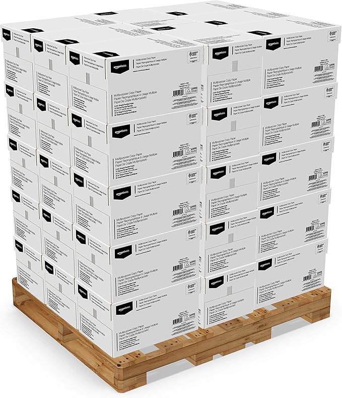 Amazon Basics Multipurpose Copy Printer Paper, 8.5 x 11 Inches, 20 lb, Pallet, 400 Reams (200,000 Sheets), 92 Bright, White