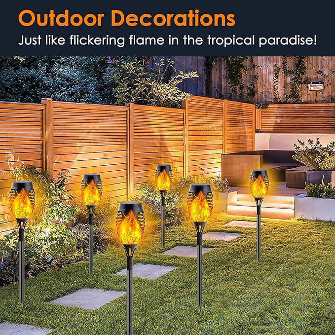 10 Pack Solar Lights Outdoor, Mini Solar Torch Lights with Flickering Flame for Christmas Decor, Solar Christmas Lights Waterproof Solar Powered Outdoor Lights for Garden Pathway Patio Yard Porch