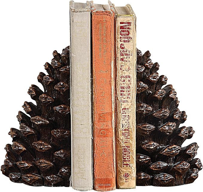 Creative Co-Op Pinecone Shaped Resin Bookends (Set of 2 Pieces)