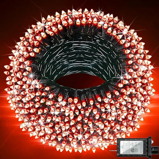 1500 LED Christmas Lights Outdoor with 12 Modes, 470FT Green Wire Christmas String Fairy Lights with Timer & Dimmable, Waterproof Twinkle Tree Lights for House Patio Party Wedding Xmas Decor, Red