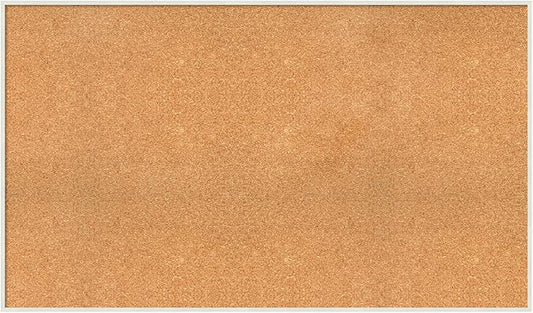 Amanti Art Natural Cork Board for Wall, 29x49 Vision Board with White Frame, Oversize Corkboard Office Decor for Home Organization, Modern Corkboard Pinboard to Display Items for Home Organization in