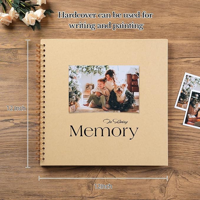 potricher 12 x 12 Inch DIY Scrapbook Album 40 Pages Hardcover Kraft Paper Scrap Book Photo Albums Memory Book for Wedding and Anniversary Family (Yellow, 12 Inch)