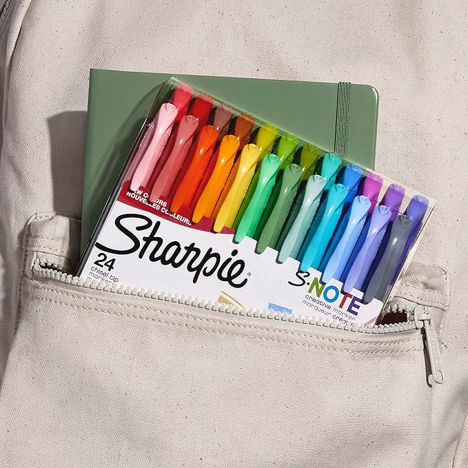 Sharpie S-Note Creative Markers, Pastel Highlighters, Art Marker Set, Assorted Colors, Chisel Tip, 24 Count - School, Home, and Office Use, Teacher Supplies