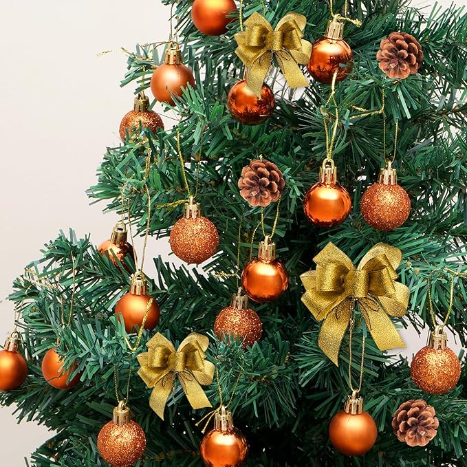 30ct Christmas Ball Ornaments, 2.36" Shatterproof Christmas Tree Decorations, Perfect Hanging Ball for Indoor/Outdoor Holiday Party Decor(Orange)