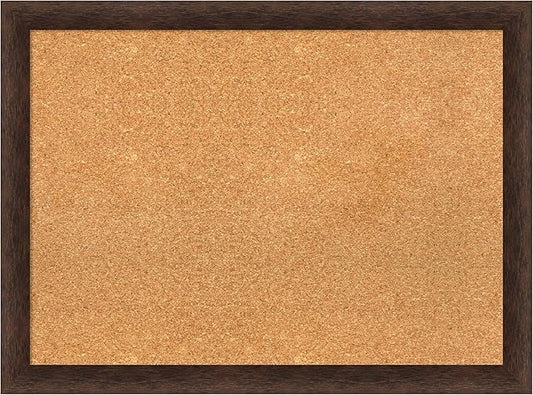 Amanti Art Natural Cork Board for Wall, 23x31 Vision Board with Brown Wood Frame, Medium Corkboard Office Decor for Home Organization, Casual Corkboard Pinboard to display items for home organization