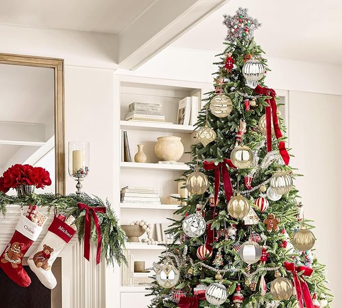 Hollyone 4 Inch Christmas Ball Ornaments 12Pcs Christmas Tree Balls Ornaments Colored Shatterproof Christmas Ornaments for Xmas Tree Decor for Holiday Party Wreath Home Decor (Champagne, 100mm)