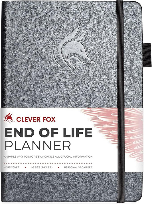Clever Fox End of Life Planner – Final Arrangements Organizer for Beneficiary, Will Preparation, Last Wishes & Funeral Planning, A5 (Silver Black)