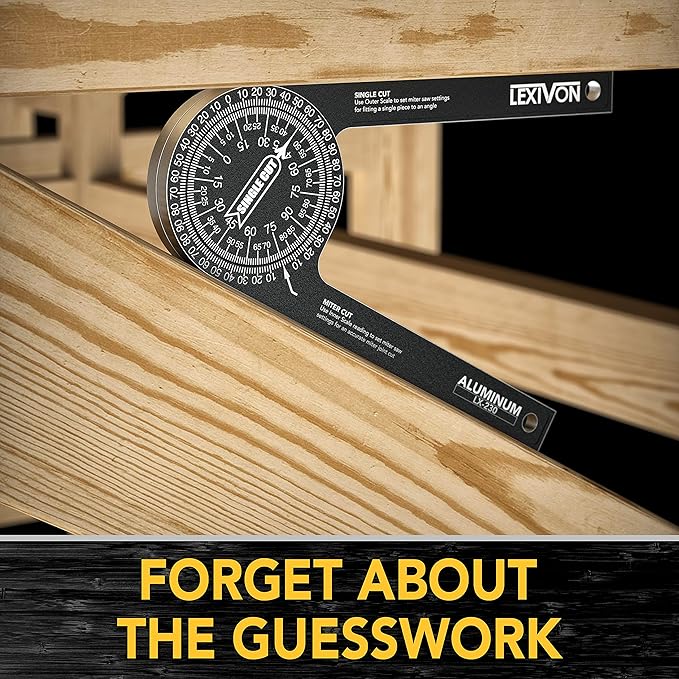 LEXIVON Aluminum Miter Saw Protractor | 7-Inch Rust Proof Angle Finder Featuring Precision Laser Engraved Scales (LX-230)