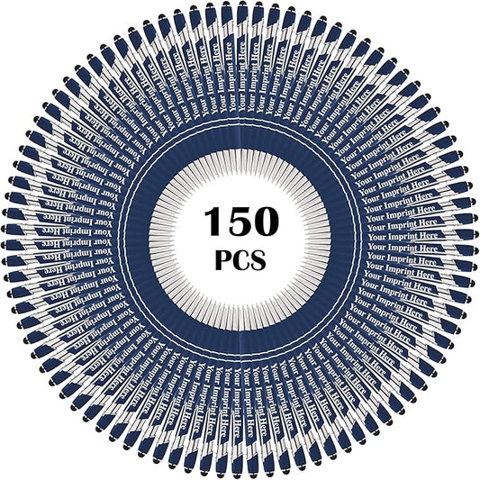 Up to 500 Pcs Custom Pens Bulk | Rainbow of Colors | Soft-Touch Metal Black Ink Personalized with Name or Message (Dark Blue, 150)