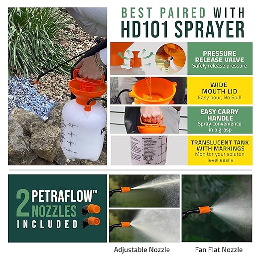 Lockscape Sticky Rock or Sticky Mulch Glue for Landscaping with Sprayer 1 Gallon, Max Rock Glue for Landscape & PetraTools HD101 Bundle, Lockdown Gravel or Mulch for Landscaping Hold (Stone)