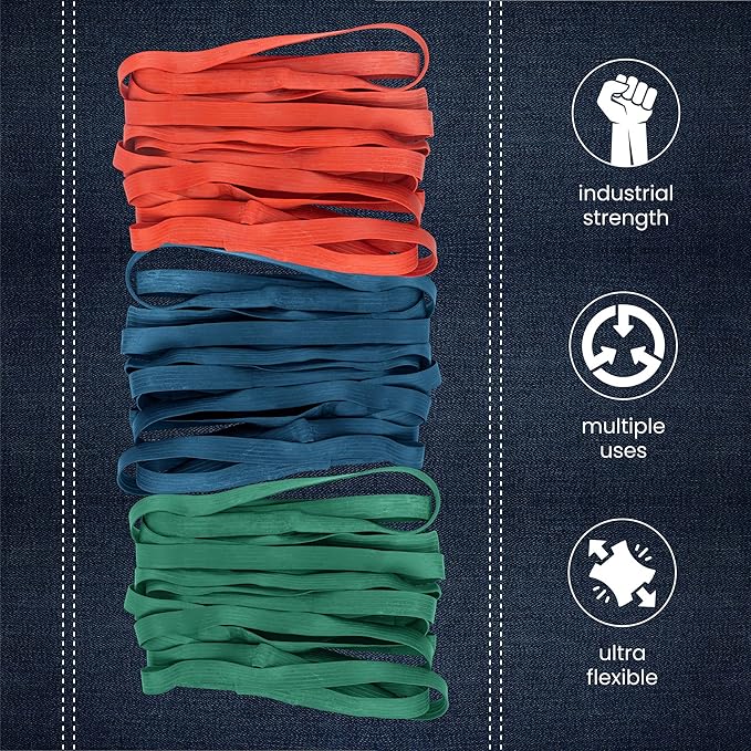 24 Pack Moving Blanket Rubber Bands - Heavy Duty Extra Large Packing Bands for Moving Blankets and Furniture - Variety of Sizes 26in, 30in & 42in - 24 Pack of Mover Bands - kitchentoolz