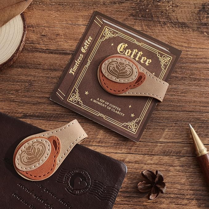 2PCS Vintage Magnetic Leather Bookmark, Leather Magnetic Bookmarks for Women, Magnetic PU Bookmarks Clip Book Accessories