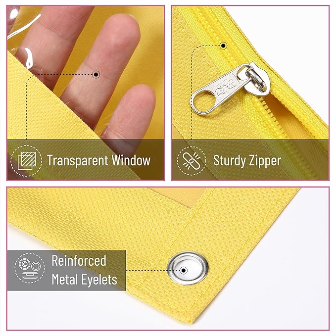 Mr. Pen- 2 Pack Pencil Cases, Pink and Yellow Flat Zipper Pouch for 3 Ring Binder