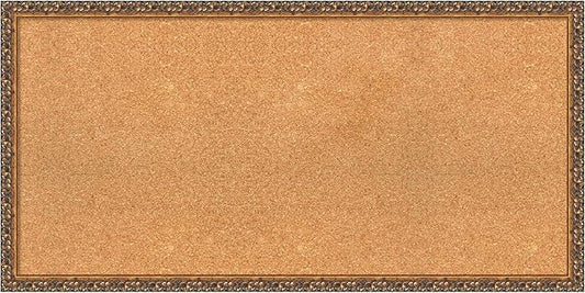 Amanti Art Natural Cork Board for Wall, 20x40 Vision Board with Bronze Frame, Large Corkboard Office Decor for Home Organization, Traditional Corkboard Pinboard to Display Items for Home Organization