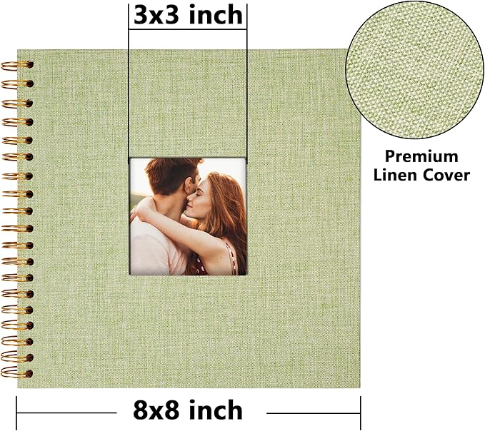 Vienrose 8x8 Inch Scrapbook DIY Small Hardcover Kraft White Pages Scrapbook Photo Album Linen Cover Scrap Book Photo Albums Scrapbooking Supplies Kit for Couple Family Wedding Travel