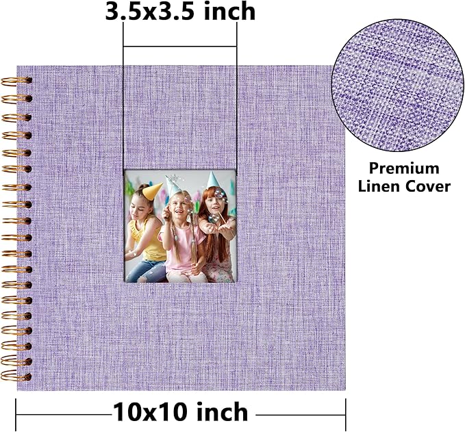 Vienrose Scrapbook 10x10 Inch Hardcover Kraft White Pages DIY Scrapbook Photo Album Linen Cover Scrap Book Photo Albums Scrapbooking Supplies Kit for Couple Family Wedding Travel