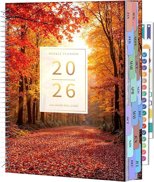 CAGIE 2026 planner Weekly and Monthly Jan 2026-Dec 2026 Hardcover Hourly Daily Planners for Women 26 Calendar Planner with Stickers Spiral Bound Yearly Agenda, 8.5 x 11