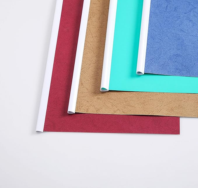 BNC Slide and Grip Binding Bars, 1/8 inches, White Color, Letter Size Pack of 100, 15 to 20 Sheet Capacity, Round Corner (1/8 Inches, White)