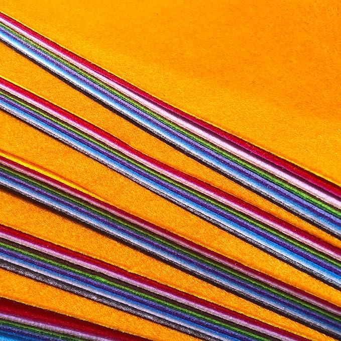 flic-flac 16PCS 8 x 12 inches (20 x 30cm) Assorted Color Felt Fabric Sheets Patchwork Sewing DIY Craft 1mm Thick