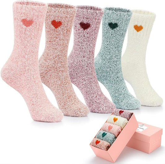 5 Pairs Fuzzy Soft Cozy Comfortable Socks for Women, Casual Sleep Comfy Socks, Perfect Warm Winter Gifts for Women
