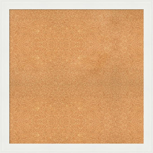 Amanti Art Natural Cork Board for Wall, 33x33 Vision Board with White Frame, Large Corkboard Office Decor for Home Organization, Casual Corkboard Pinboard to Display Items for Home Organization in