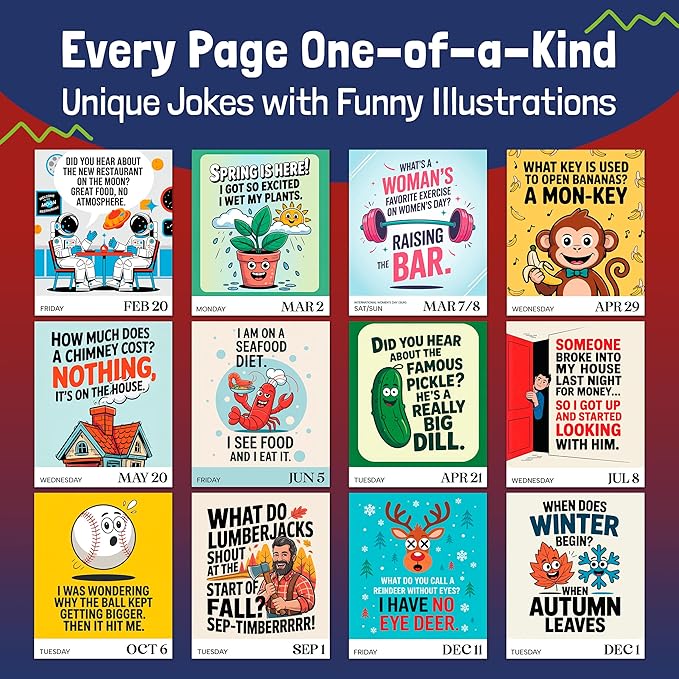 Dad Joke Desk Calendar 2026 - Funny Gifts for Dad, Page a Day Desk Calendar with 365 Daily Dad Jokes, White Elephant Gifts, Gifts for Men, Stocking Stuffers, Dad Christmas Gifts