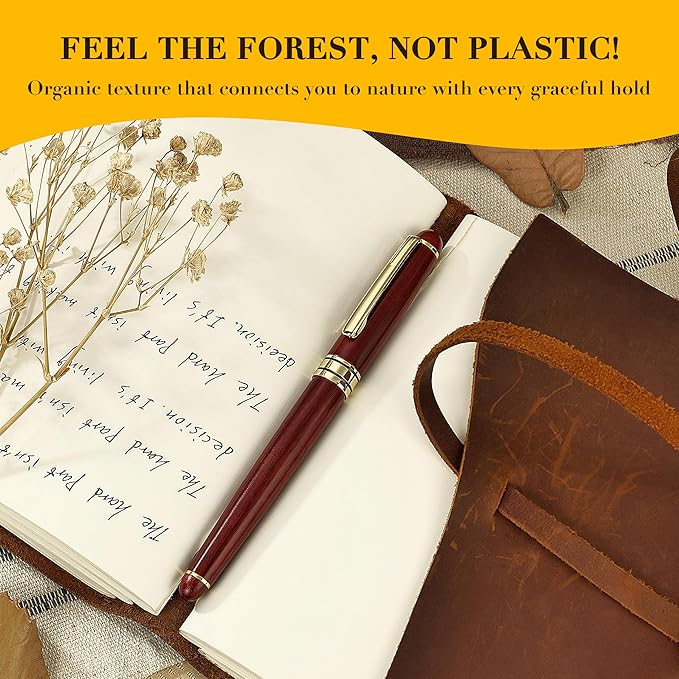 BEILUNER Luxury Rosewood Ballpoint Pen Writing Set - Elegant Fancy Nice Gift Pen Set for Signature Executive Business Office Supplies - Gift Boxed with Extra Refills (Black)