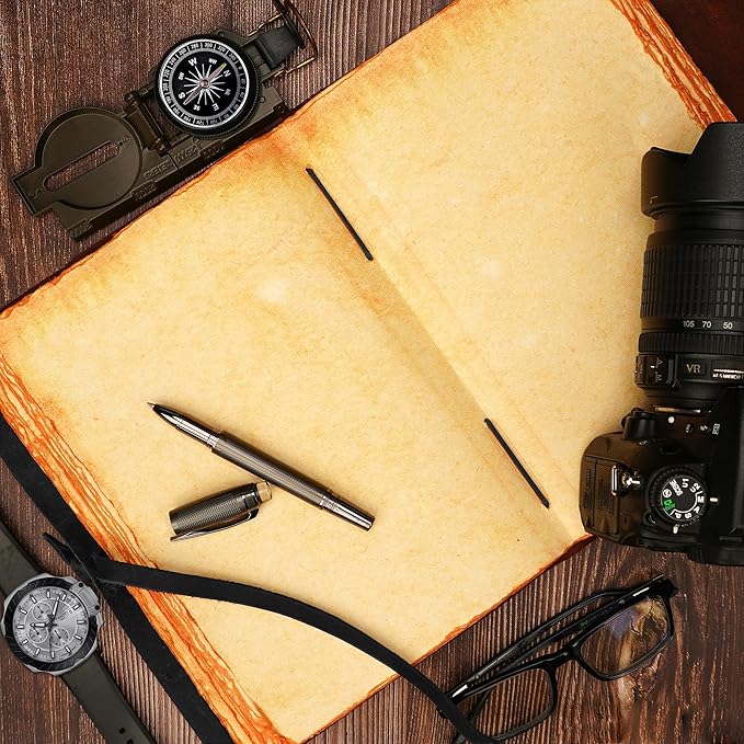 LUXEORIA Heart Journal for Women and Men, Handcrafted Leather Journal for Writing Womens, Sketchbook, Travel Diary with Unlined Deckle Paper, Black 8x13