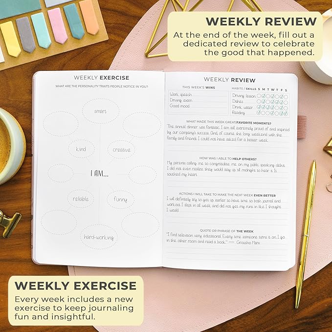 Clever Fox Gratitude Journal – Happiness, Positivity & Affirmation Daily Journal – Inspirational Daily Notebook – 3 Months, A5 (Rose Gold)