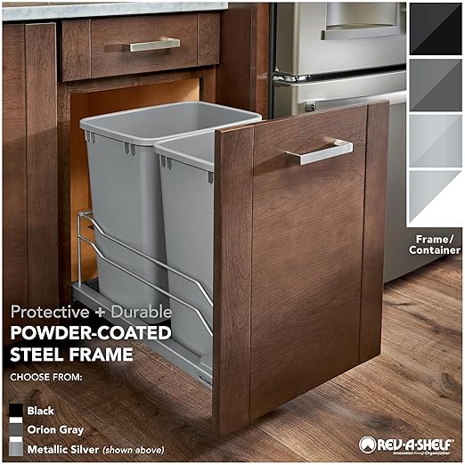 Rev-A-Shelf 53WC-1527SCDM-213 Double 27 Quart Pull-Out, Orion Gray