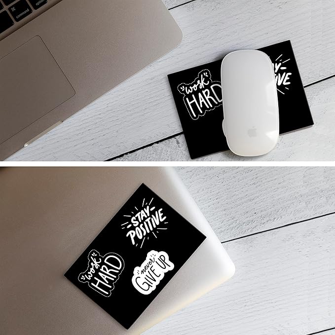 Mouse Pad Adhesive Bottom - Sticks to Any Surface - Portable - Webcam Covers and Screen Cleaner Included (Never GIVE UP)