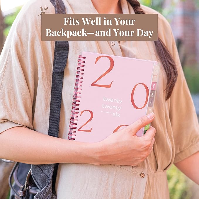 Rileys 2026 Planner, Agenda Planner With Weekly And Monthly View, Daily Agenda Book And Yearly Planners Calendar Book, Spiral Bound With Tabs, Notes, Goals And Holidays (Float, Pink, 8 x 6 in)