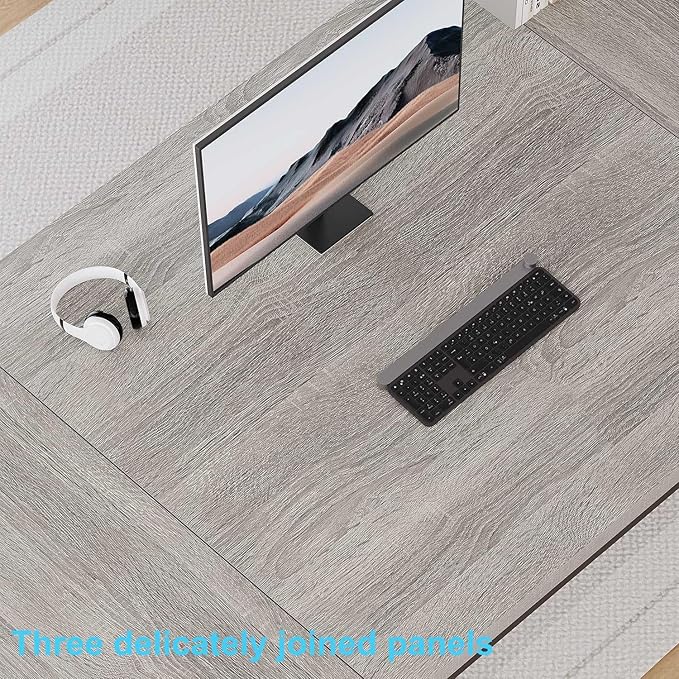 HSH 78 Inch Long Home Office Desk, Extra Large Grey Computer Desk for 2 Person, Industrial Wooden and Metal Executive Work Writing Study Gaming Desk Table, Modern Bedroom PC Laptop Desk Double Desk