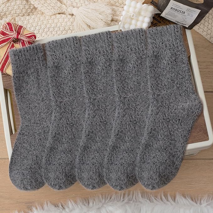 5 Pairs Fuzzy Soft Cozy Comfortable Socks for Women, Casual Sleep Comfy Socks, Perfect Warm Winter Gifts for Women
