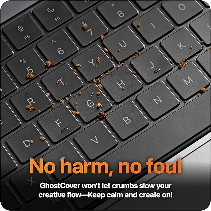 GhostCover Original Premium Ultra Thin Keyboard Cover Protector, Compatible with 2025 2024 2023 2022 2021 M5/M4/M3/M2/M1 Pro/Max MacBook Pro 14/16, M4-M2 MacBook Air 13/15, US ANSI Layout, Translucent