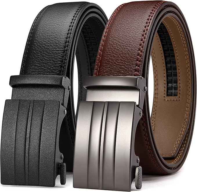 CHAOREN Leather Ratchet Belt Men 2 Pack - Customizable Fit, Effortless Style (35mm)