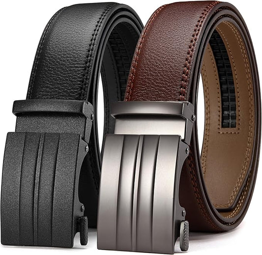 CHAOREN Leather Ratchet Belt Men 2 Pack - Customizable Fit, Effortless Style (35mm)