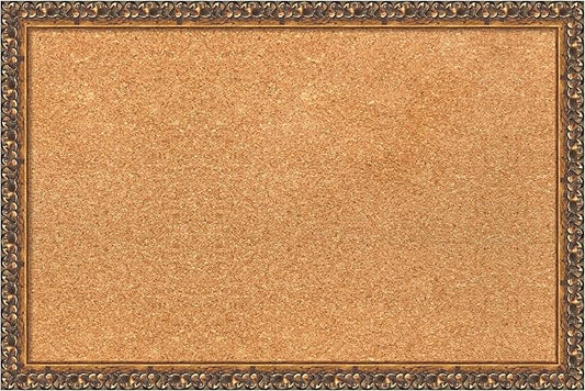 Amanti Art Natural Cork Board for Wall, 16x24 Vision Board with Bronze Frame, Small Corkboard Office Decor for Home Organization, Traditional Corkboard Pinboard to Display Items for Home Organization