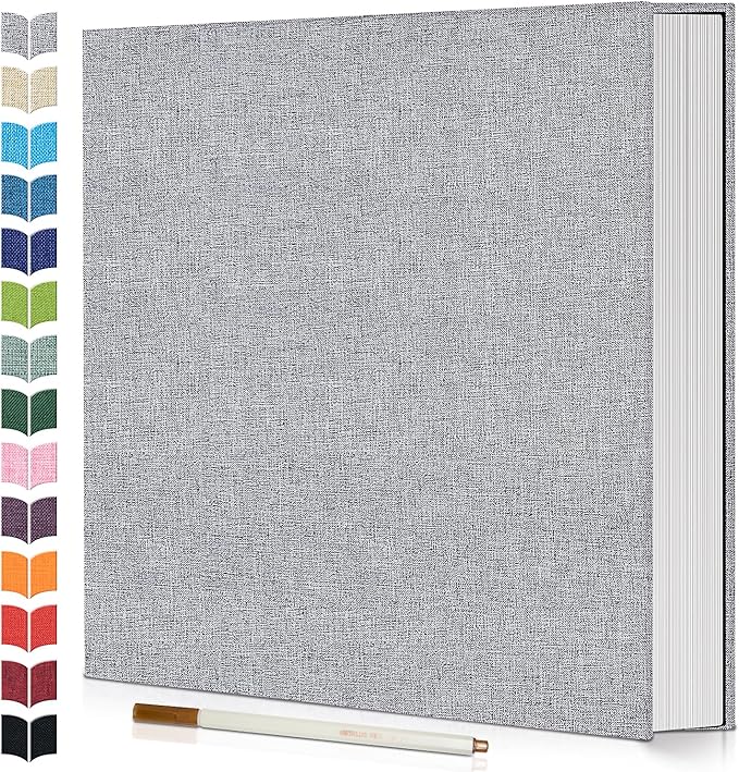 Photo Album Self Adhesive Scrapbook,120 Pages Large Photo Book for 4x6,5x7,8x10 Pictures,DIY Album for Baby Wedding Family Travel Birthday,with Metallic Pen and Scraper