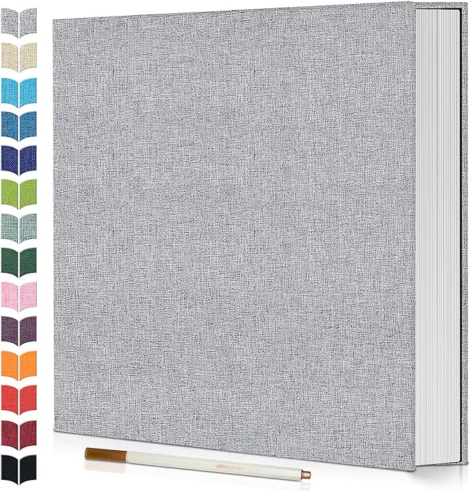 Photo Album Self Adhesive Scrapbook,60 Pages Large Photo Book for 4x6,5x7,8x10 Pictures,DIY Album for Baby Wedding Family Travel Birthday,with Metallic Pen and Scraper