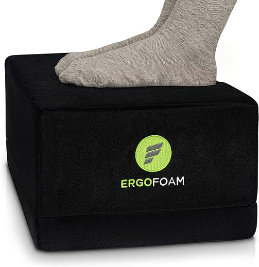 ErgoFoam XL Foot Rest for Under Desk at Work for Stools & High Chairs Chiropractor-Endorsed 2in1 Adjustable Under Desk Footrest Ergonomic High-Density Compression-Resistant Foam Nonslip Foot Rest