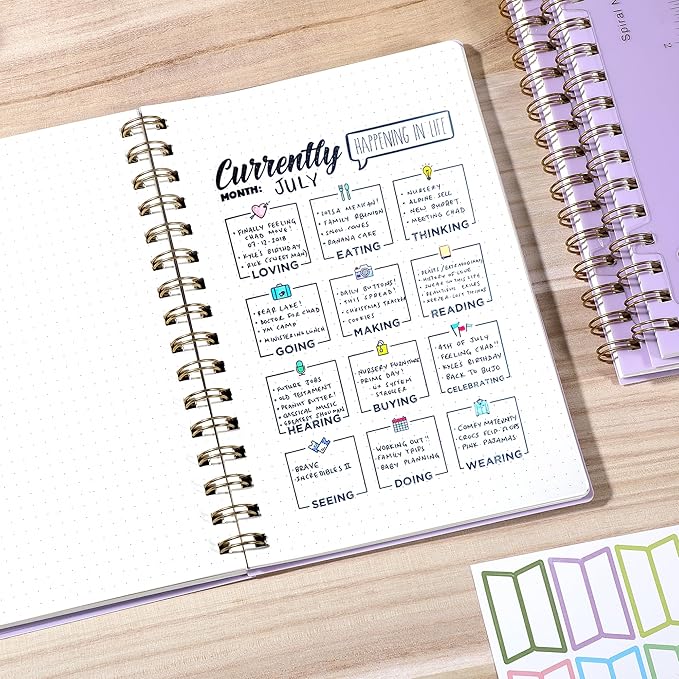 Dot Grid Spiral Notebook A5 Spiral Bullet Dotted Journal 160 Pages Thick Dot Paper Notebooks Plastic Hardcover Spiral Notebook 5x7 Wire Bound Notebooks for Note Taking School Office Supplies,Purple